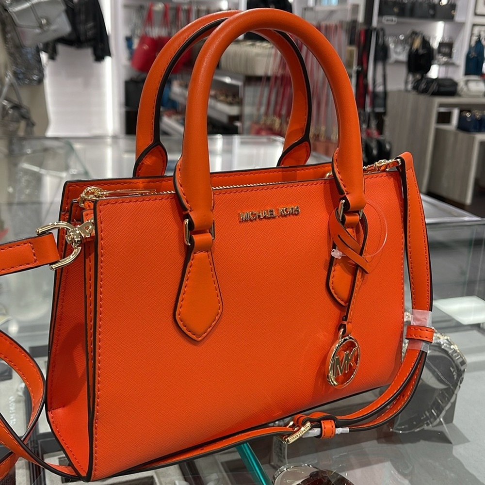 MICHAEL KORS
Sheila Small Faux Saffiano Leather Satchel
Poppy 
NWT - Picture 3 of 16